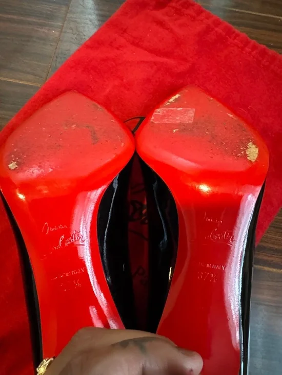Authentic Christian Louboutin Black Patent Leather Pointed Pumps - Picture 3 of 3